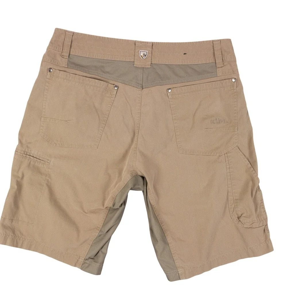 Kuhl Radikl Shorts Cargo Hiking Mens 34 Khaki Cotton Blend Stretch Tech # 5068